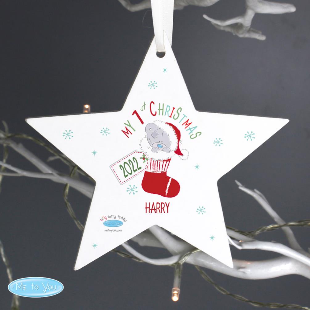 Personalised My 1st Christmas Stocking Star Decoration Extra Image 3